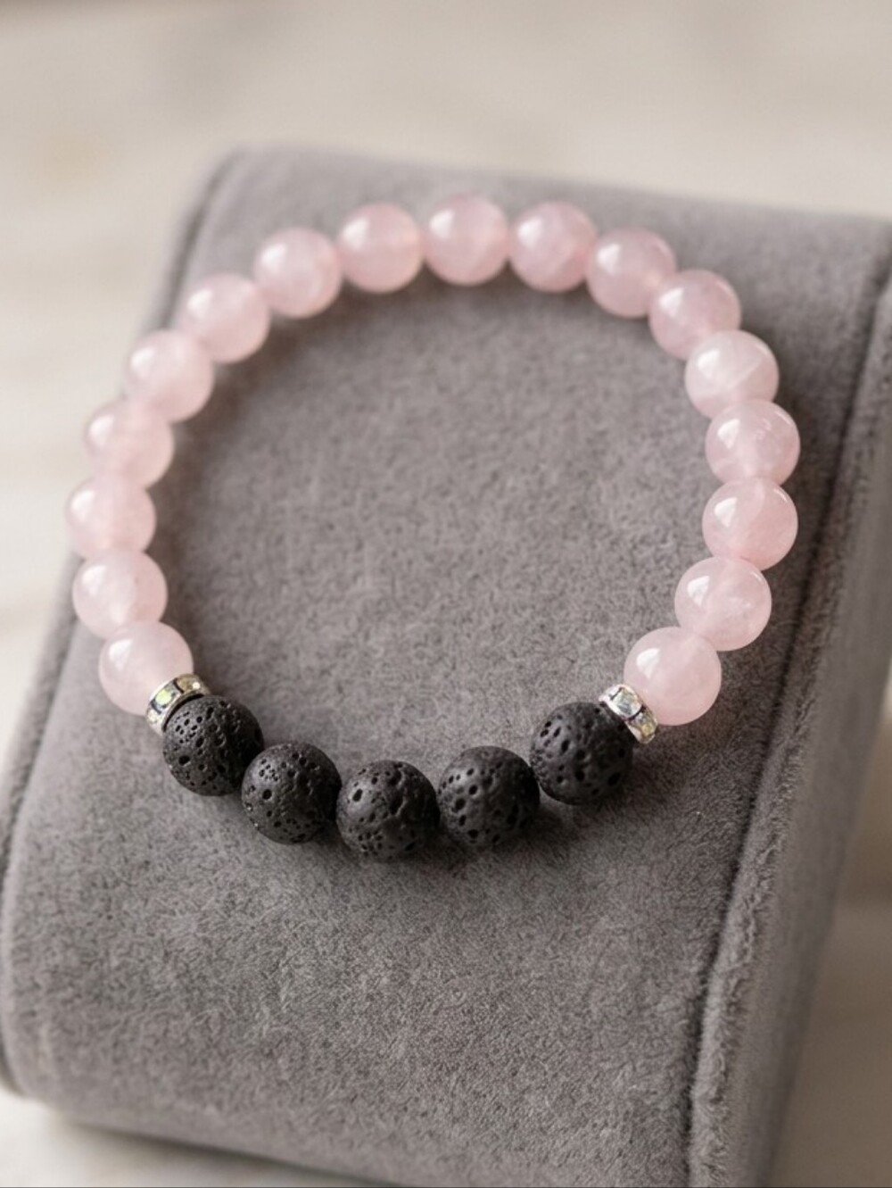 Pink Rose Quartz and lava rock essential oil diffuser aromatherapy bracelrt NWT